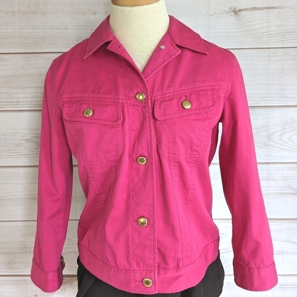 Lisa Left Eye Lopez Custom Cotton Button Down Jacket in Fuschia & Gold Sz Sm NWT - Picture 4 of 11